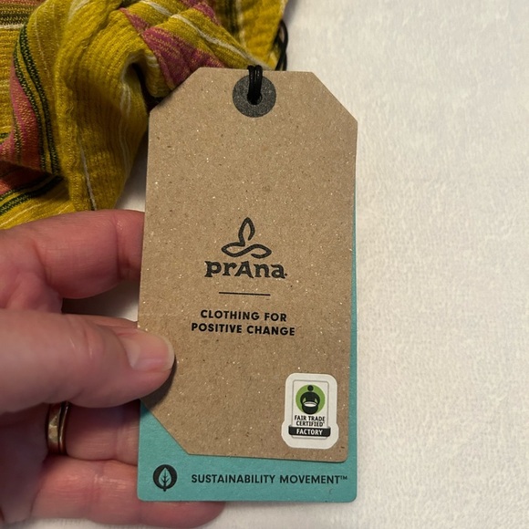 Prana NWT Little Palm Cami gold with stripes and drawstring at hem size XS - Picture 6 of 8